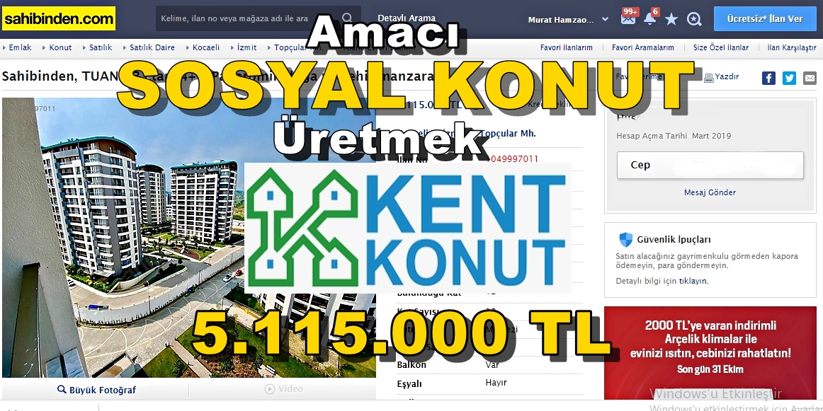 Amacı Sosyal Konut Proje Yapmak Ama FİYATI 5.115.000 TL..!