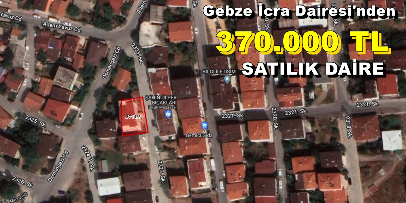 370 Bin TL Çayırova Satılık Daire 70 m2 (2+1 Satılık Daire)