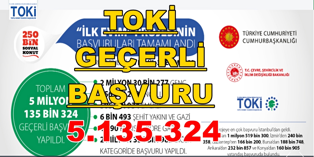 “İLK EVİM” 5 MİLYON 135 BİN 324 GEÇERLİ BAŞVURU