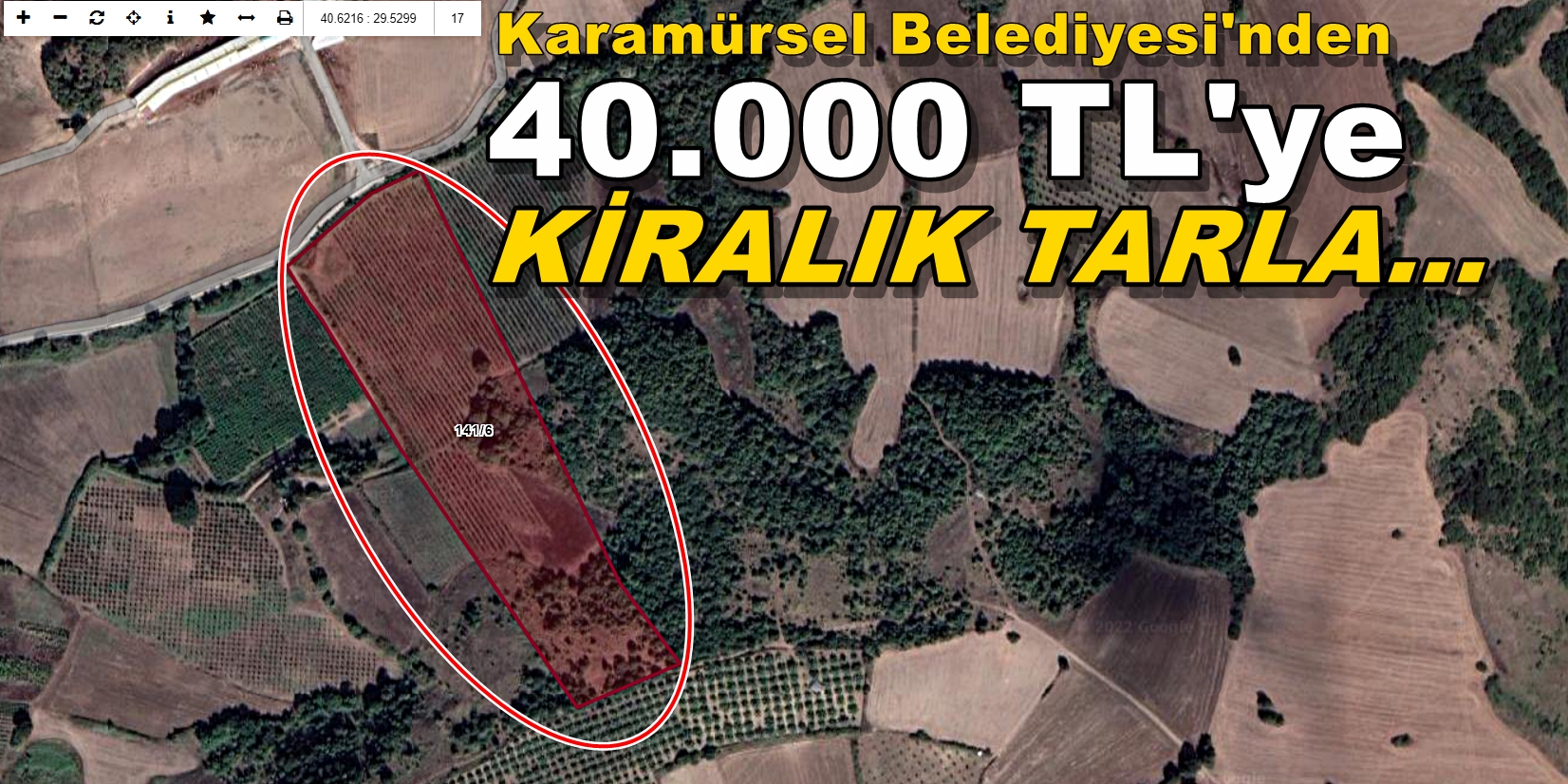 Karamürsel Belediyesi’nden KİRALIK Tarla