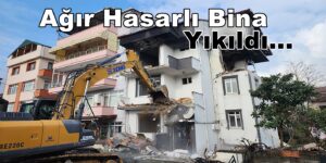 GÖLCÜK’TEKİ PATLAMADA AĞIR HASAR ALAN BİNA YIKILDI