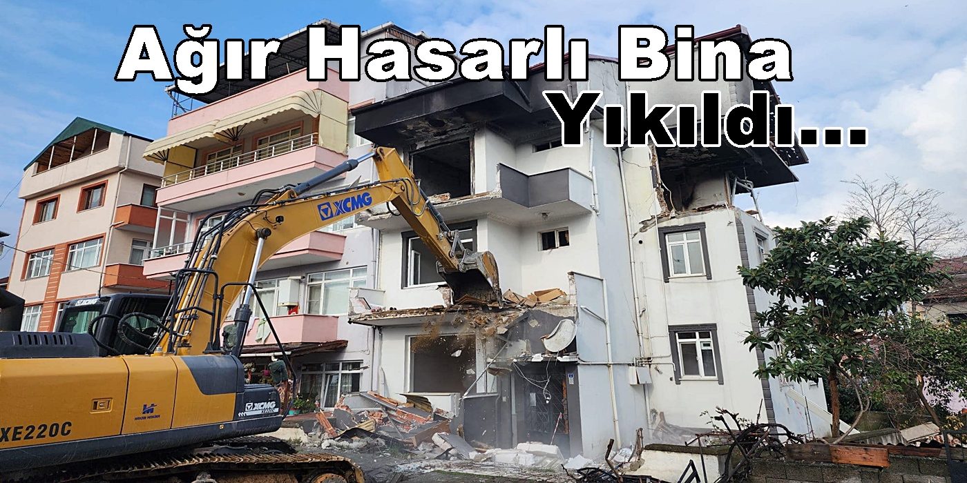 GÖLCÜK’TEKİ PATLAMADA AĞIR HASAR ALAN BİNA YIKILDI