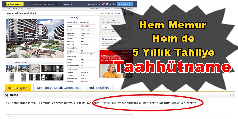 İzmit Tuana Evleri Kiralık Daire Hem Memur Olacak Hem De..!
