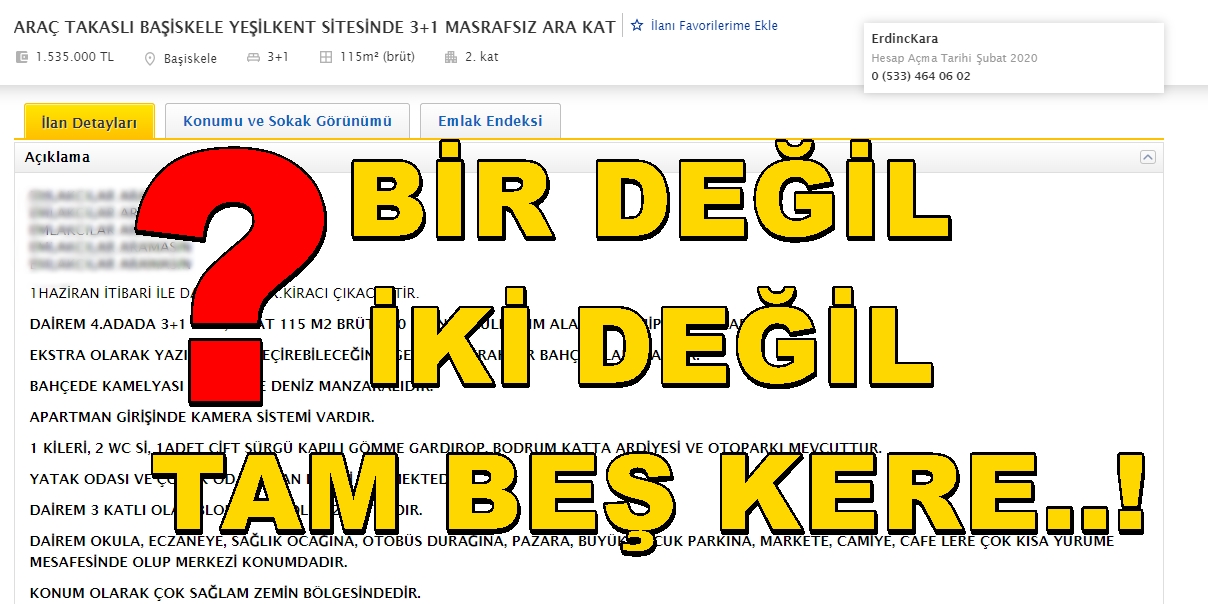 BİR DEĞİL, İKİ DEĞİL TAM BEŞ KERE…